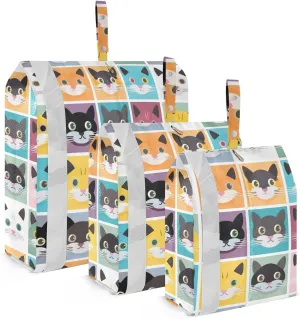 Cute Cat Face Packing Cubes for Travel 3 Set Travel Compression Bags Luggage Cubes for Suitcases
