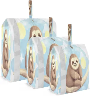 Cute Sloth Sitting Packing Cubes for Travel 3 Set Packing Compression Cubes Luggage Bags for Organization