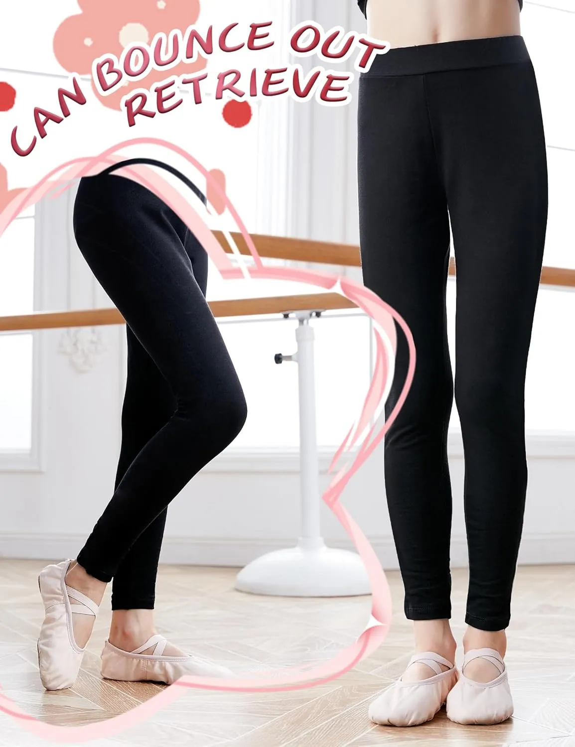 Daydance Modal Girls Kids Black Leggings Pants for Ballet, Dance, Gymnastic, Yoga, Daily Life