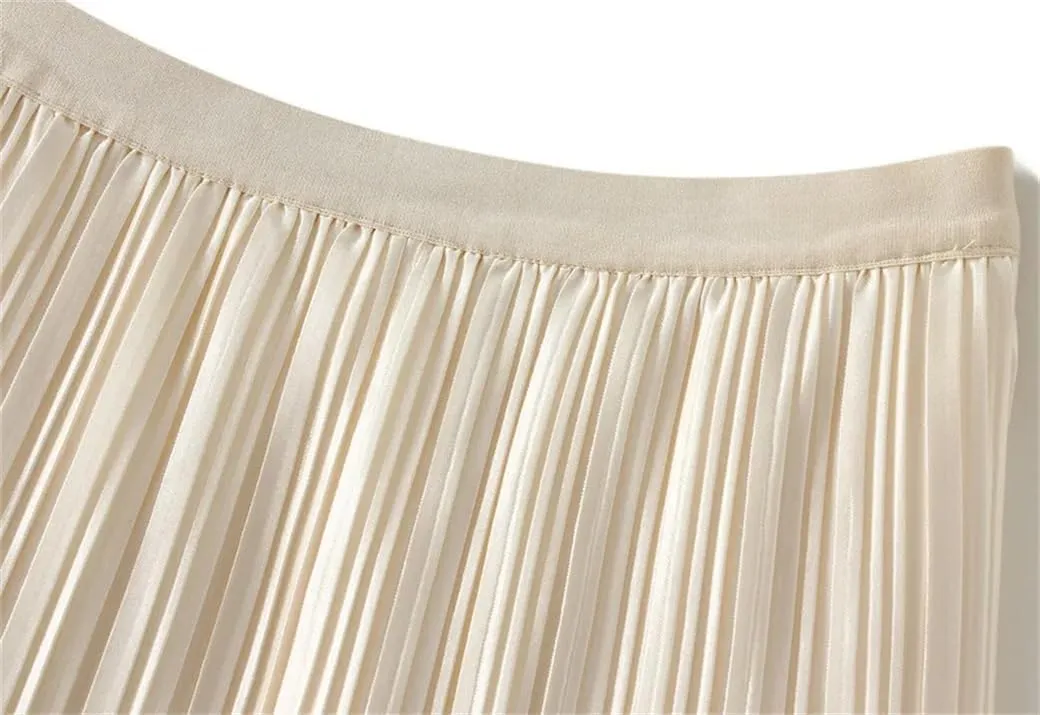 DBFBDTU Reversible Gradient Long Skirt Women Spring Summer A Line High Waist Pleated Midi Skirt Female