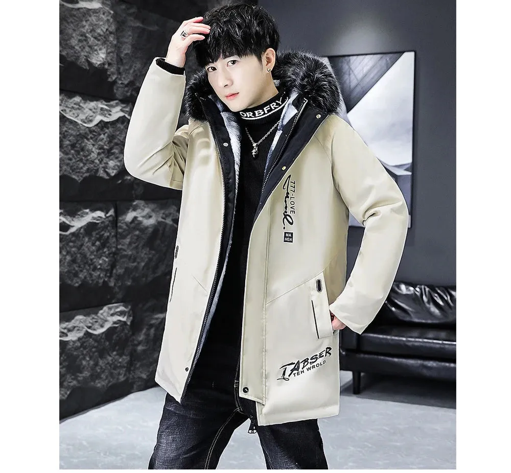 DIMUSI Winter Men's Long Jacket Fashion Male Thermal Parkas Coats Casual Men Classic Fur Collar Warm Padded Jackets Clothing