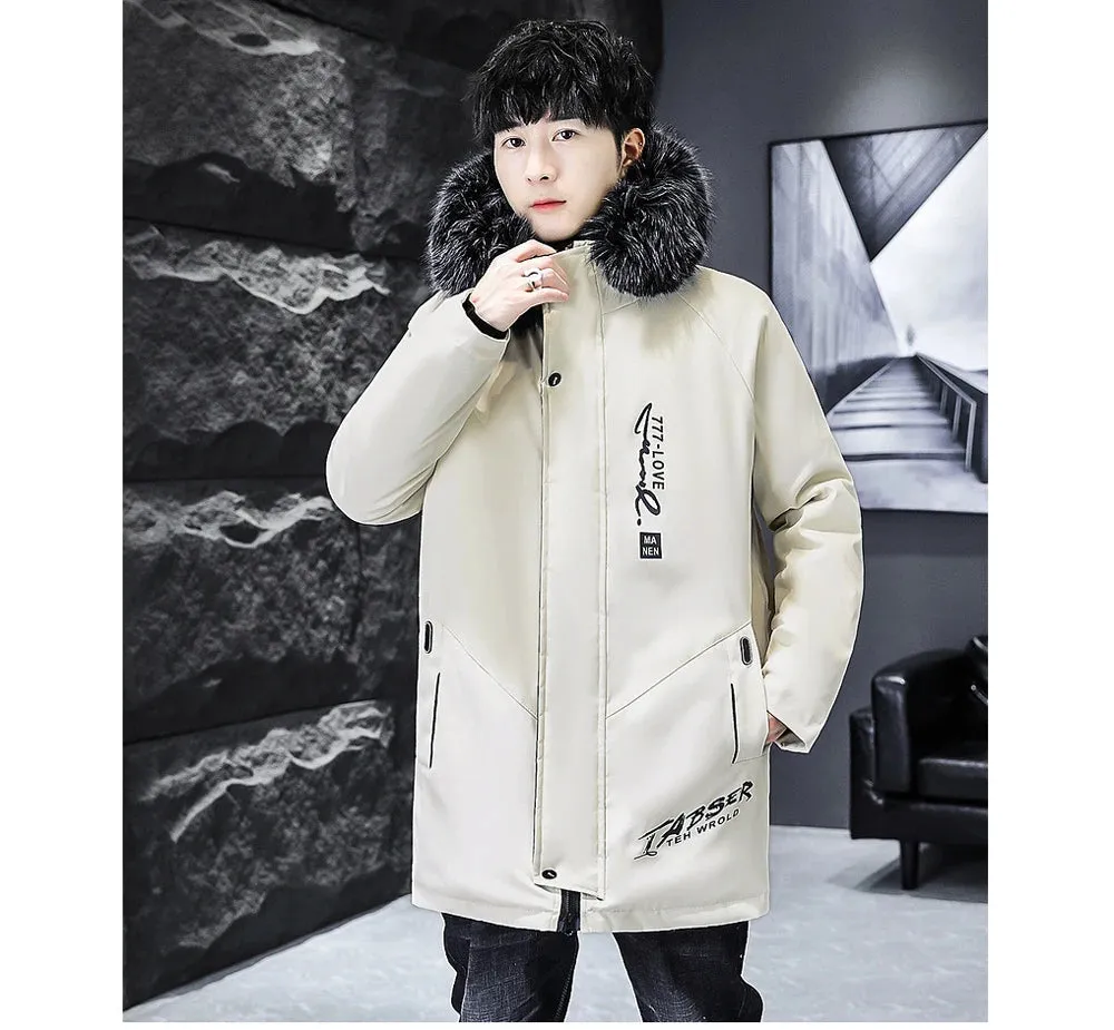 DIMUSI Winter Men's Long Jacket Fashion Male Thermal Parkas Coats Casual Men Classic Fur Collar Warm Padded Jackets Clothing