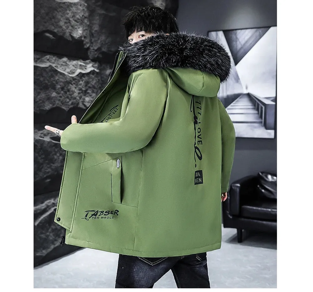 DIMUSI Winter Men's Long Jacket Fashion Male Thermal Parkas Coats Casual Men Classic Fur Collar Warm Padded Jackets Clothing