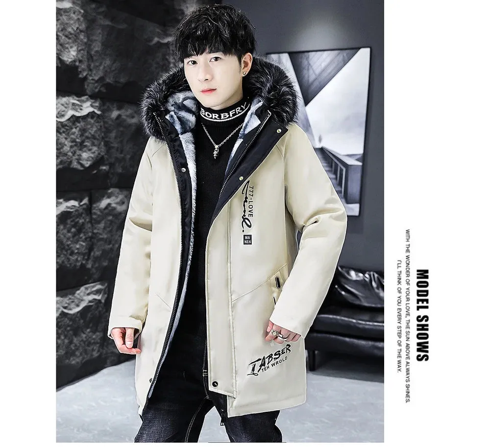 DIMUSI Winter Men's Long Jacket Fashion Male Thermal Parkas Coats Casual Men Classic Fur Collar Warm Padded Jackets Clothing