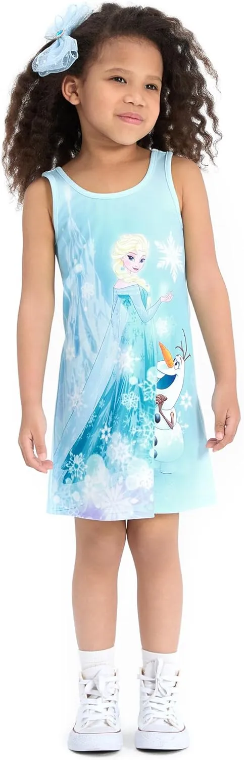 Disney Frozen Elsa Princess Minnie Stitch Toddler Girl Tank Dress Summer Beach Holiday Sleeveless A-Line Sundress 2-13 Years
