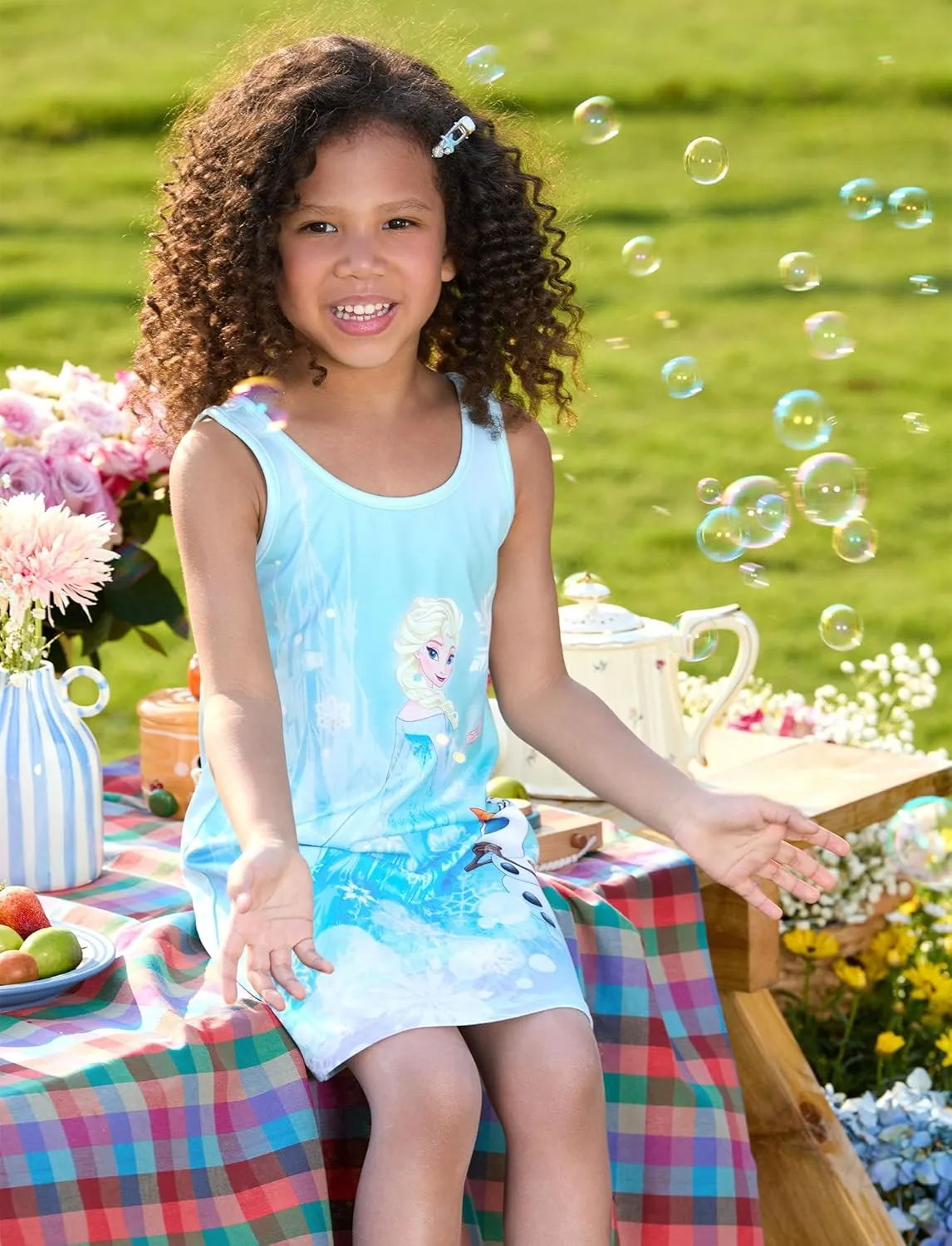 Disney Frozen Elsa Princess Minnie Stitch Toddler Girl Tank Dress Summer Beach Holiday Sleeveless A-Line Sundress 2-13 Years
