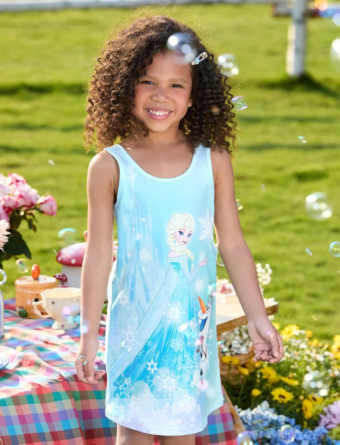 Disney Frozen Elsa Princess Minnie Stitch Toddler Girl Tank Dress Summer Beach Holiday Sleeveless A-Line Sundress 2-13 Years