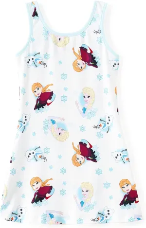 Disney Frozen Elsa Princess Minnie Stitch Toddler Girl Tank Dress Summer Beach Holiday Sleeveless A-Line Sundress 2-13 Years