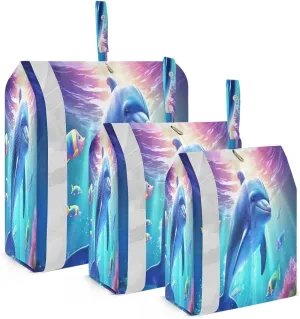 Dolphin Fish Ocean Packing Cubes for Travel 3 Set Compression Travel Cubes Luggage Organizer Bags for Travel Compression