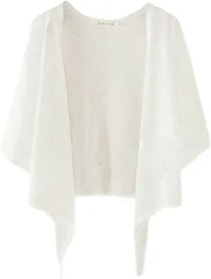 Dongfeng Women's 3/4 Sleeve Cropped Shrugs Lightweight Tie Front Sheer Chiffon Bolero Cardigan