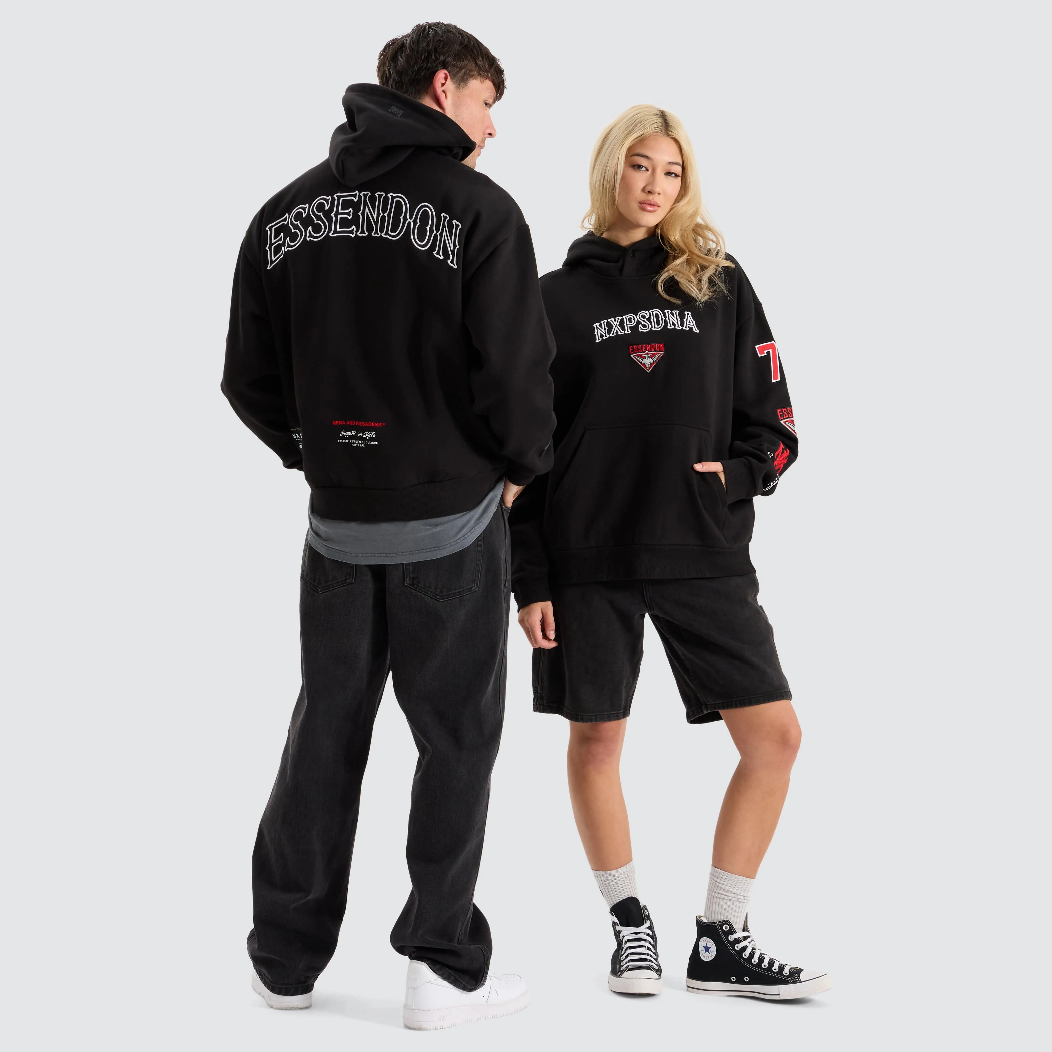 Essendon Bombers AFL Box Fit Hoodie Jet Black