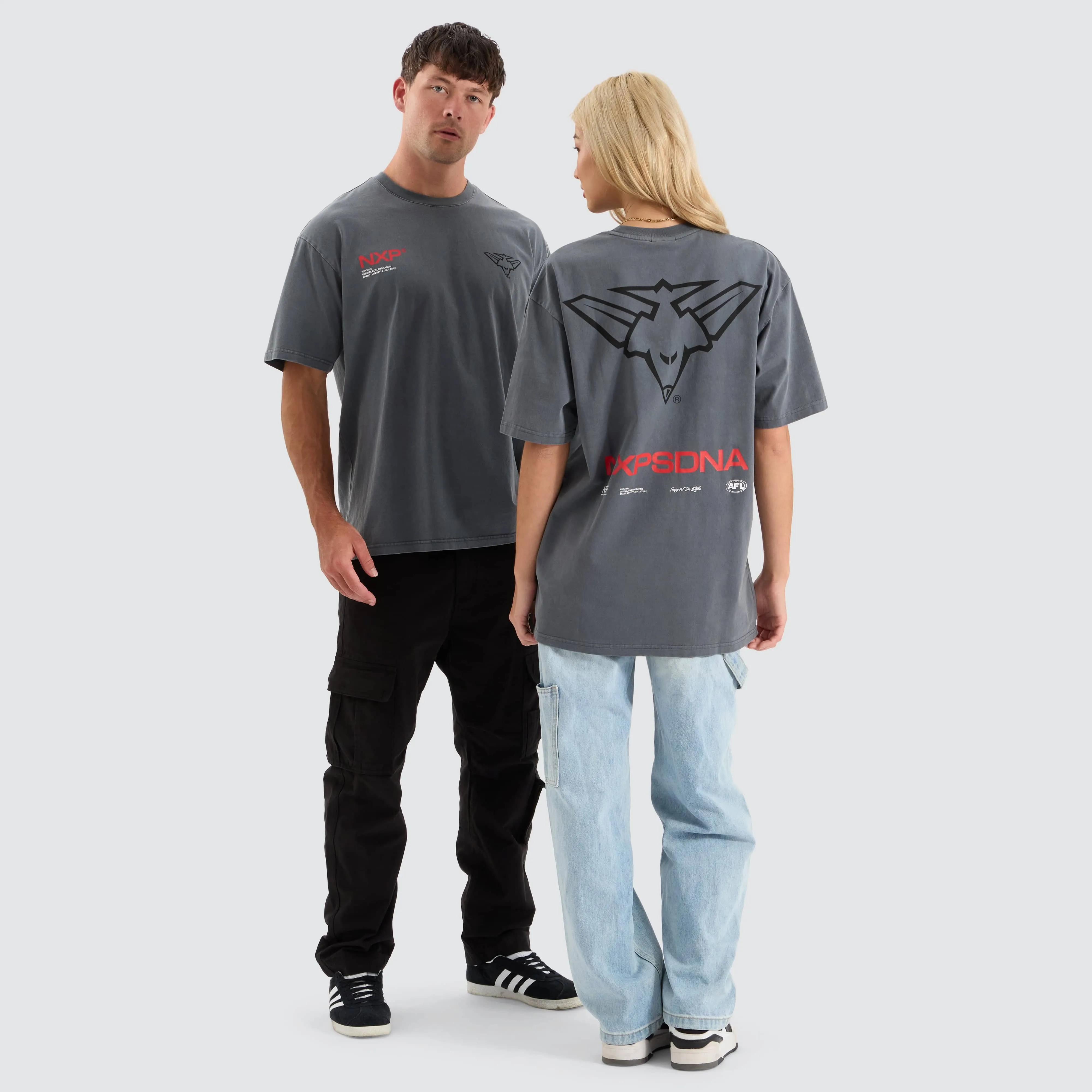Essendon Bombers AFL Box Fit Tee Pigment Charcoal
