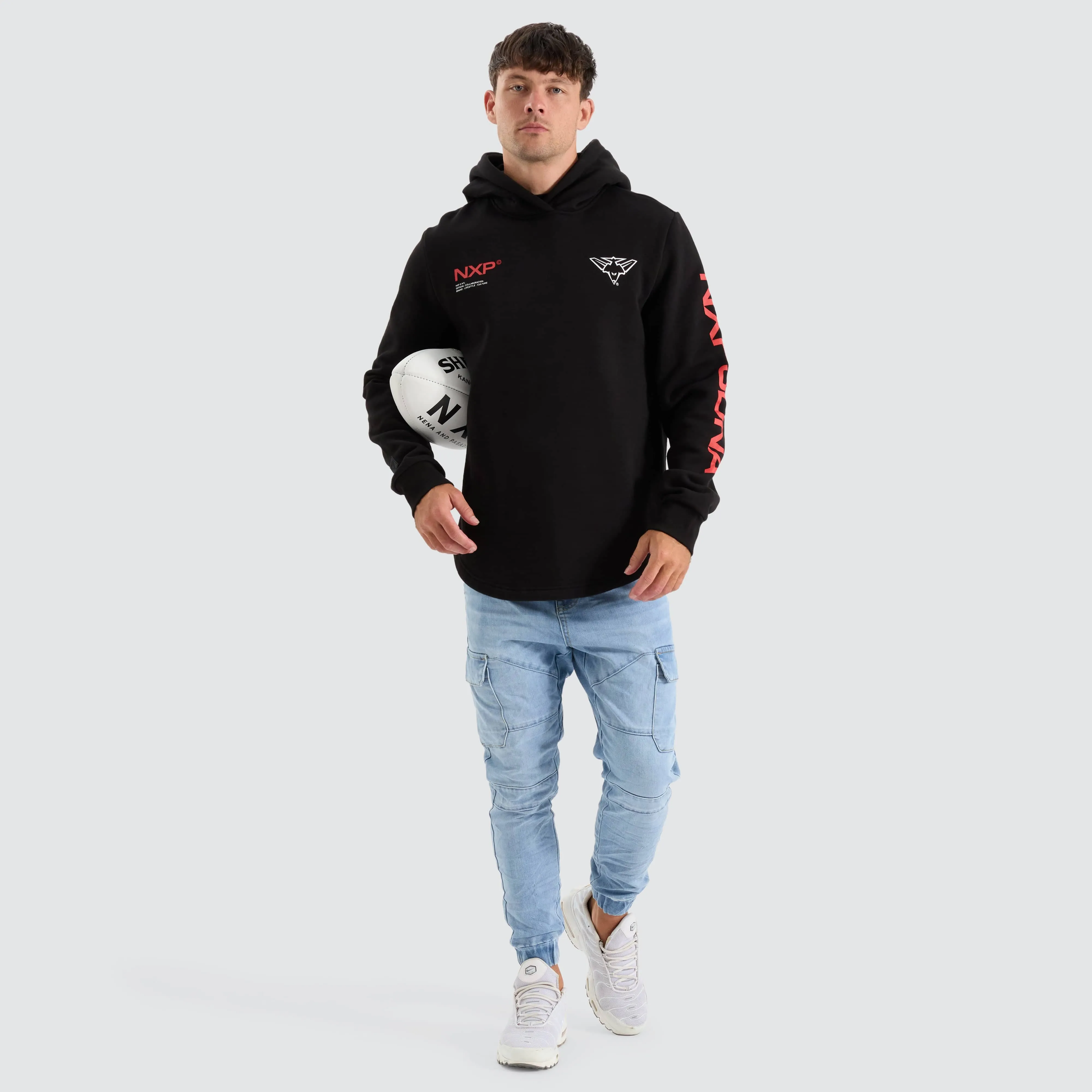 Essendon Bombers AFL Dual Curved Hoodie Jet Black