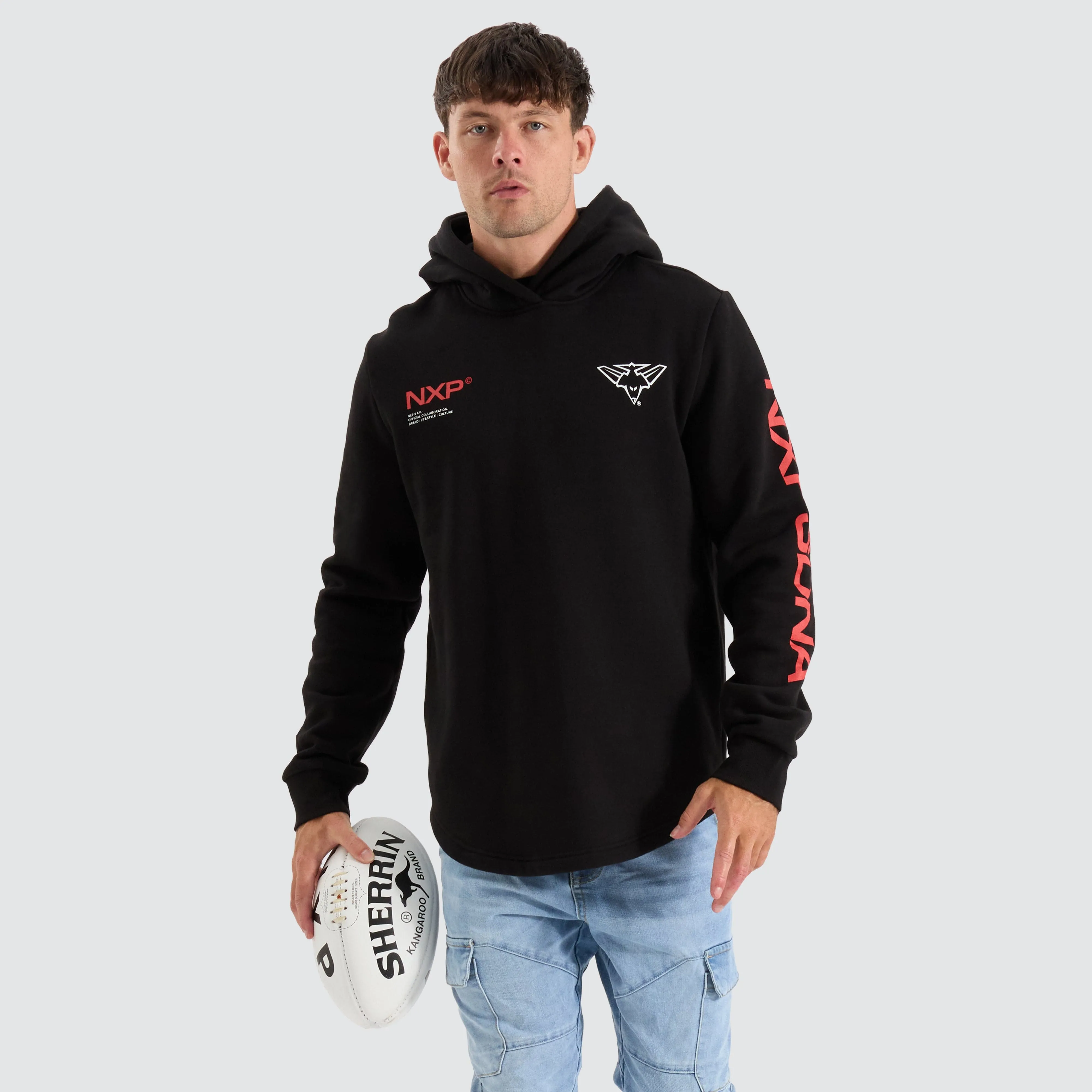 Essendon Bombers AFL Dual Curved Hoodie Jet Black
