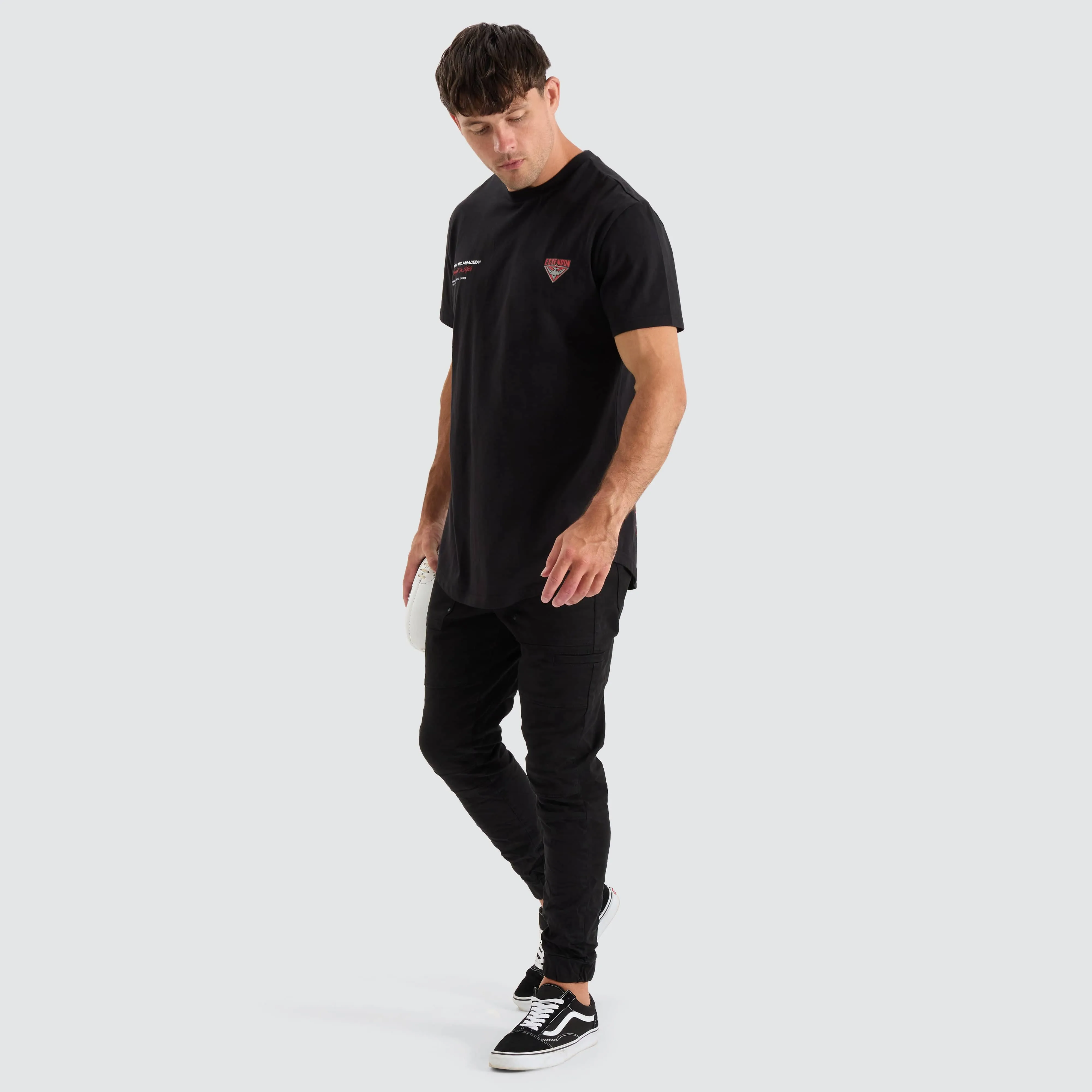 Essendon Bombers AFL Dual Curved Tee Jet Black