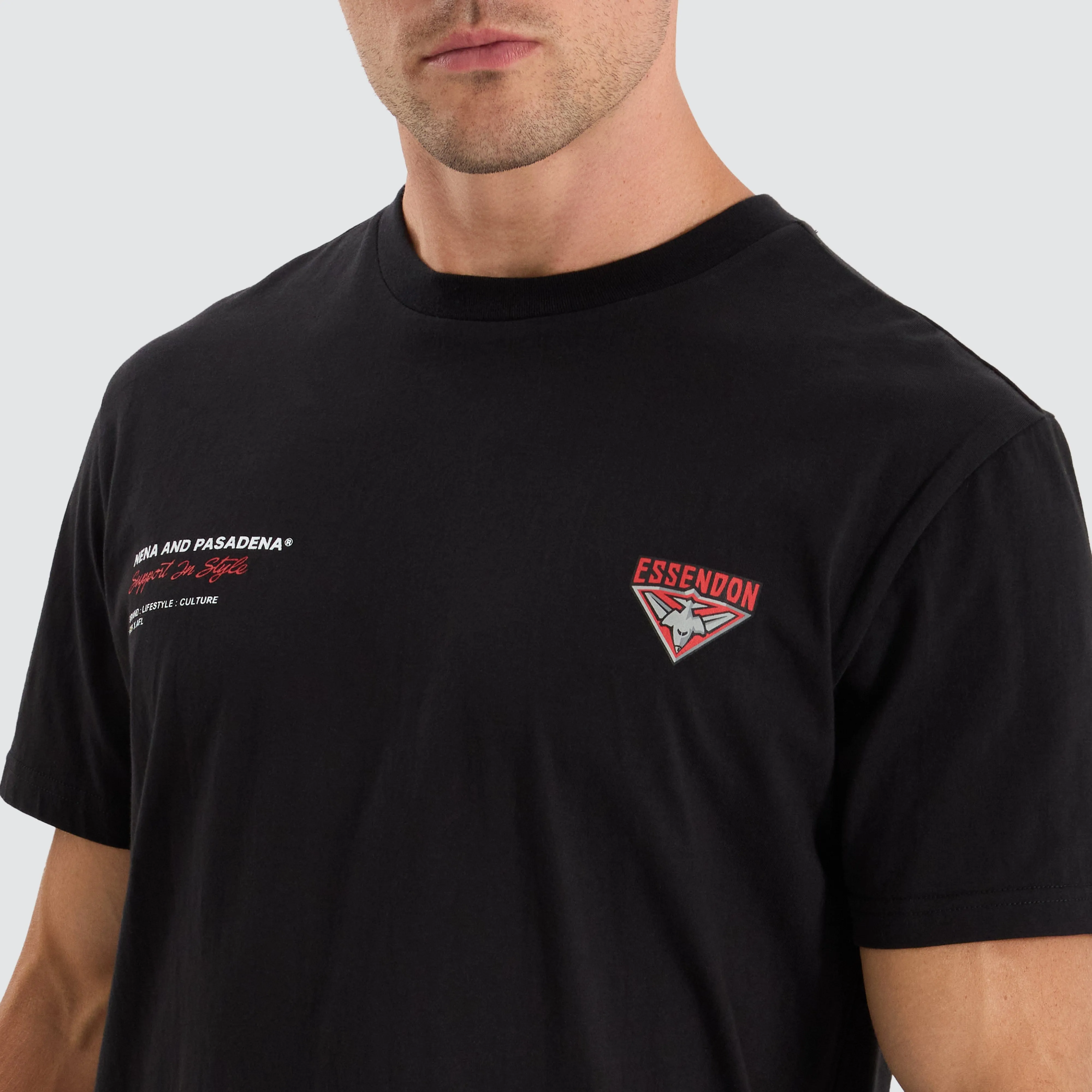 Essendon Bombers AFL Dual Curved Tee Jet Black