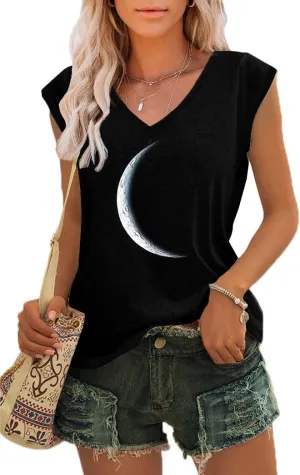 ETCYY NEW Womens Summer Tops Trendy V Neck Tank Tops Tie Dye Sleeveless Cute Printed Loose Fit