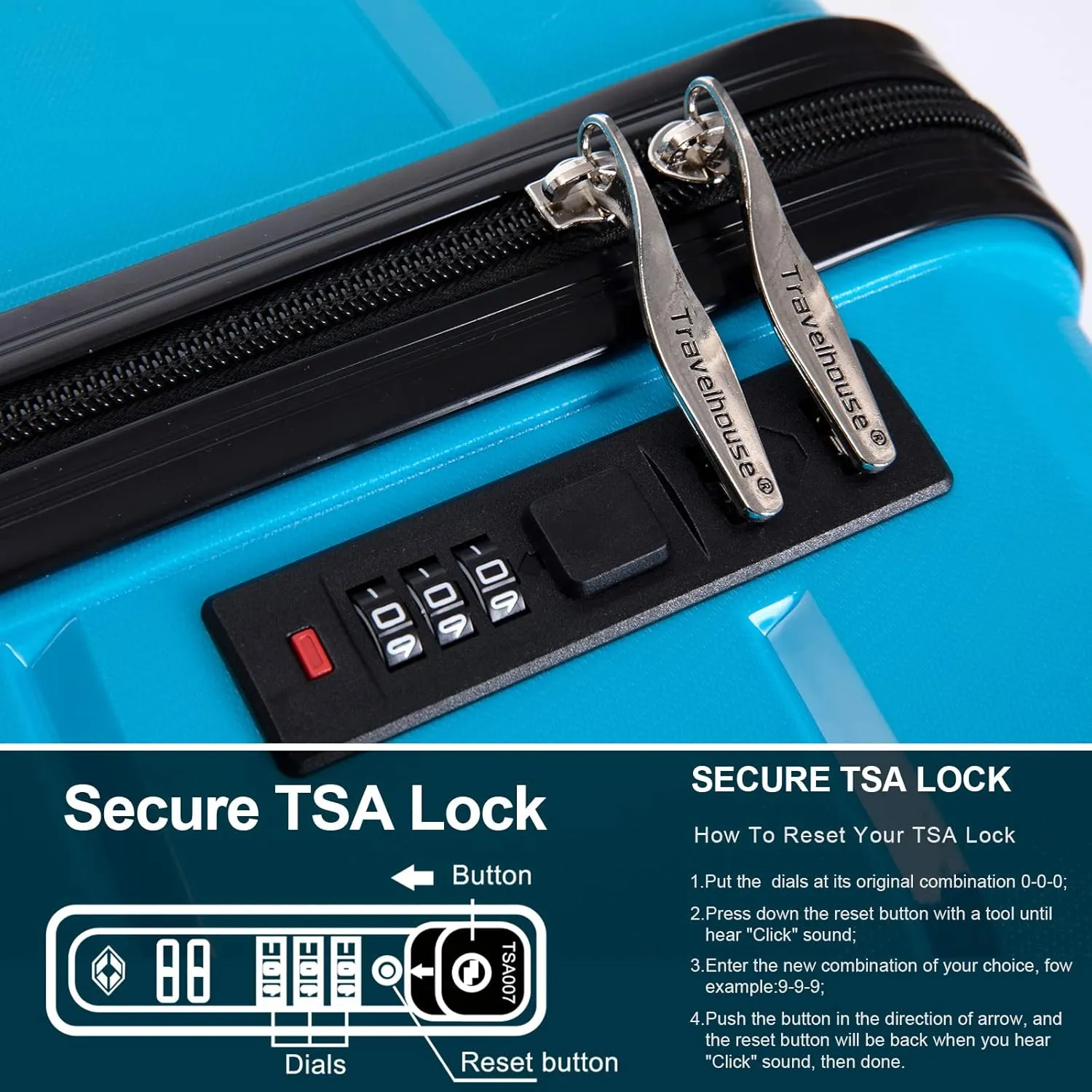 Expandable Hard Shell Luggage Sets with Spinner Wheels - 100% PP 3 Piece Suitcase Set - for Hassle-Free Travel (Light Blue)
