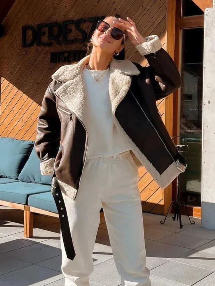 Faux Fur Double-sided Zipper Jacket