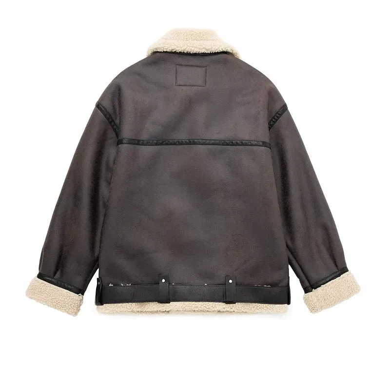 Faux Fur Double-sided Zipper Jacket
