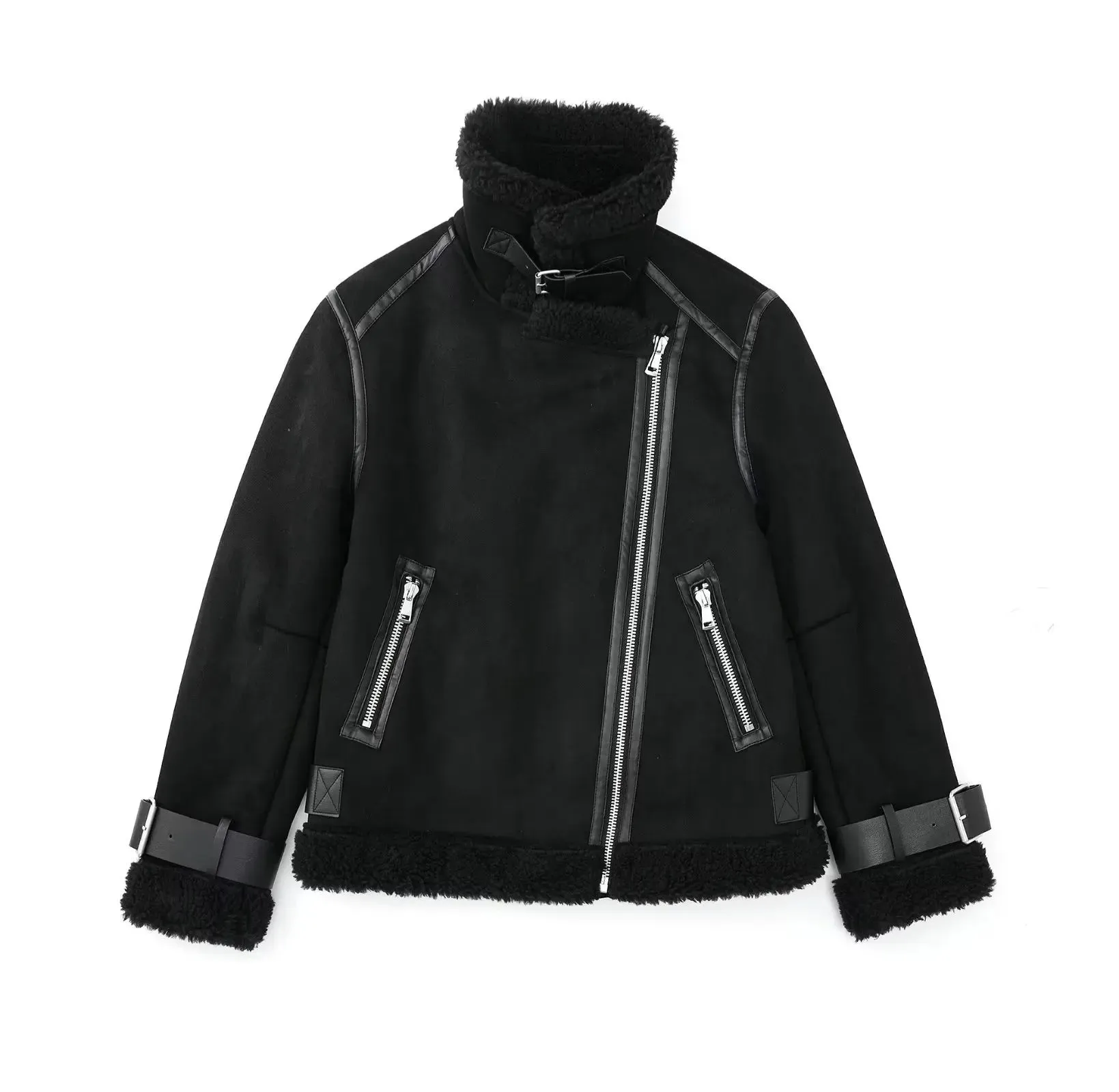 Faux Fur Double-sided Zipper Jacket