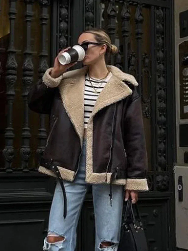 Faux Fur Double-sided Zipper Jacket