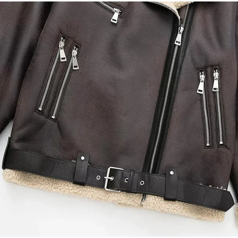 Faux Fur Double-sided Zipper Jacket