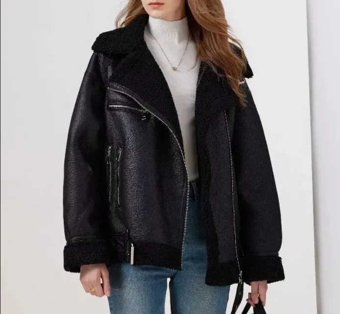 Faux Fur Double-sided Zipper Jacket