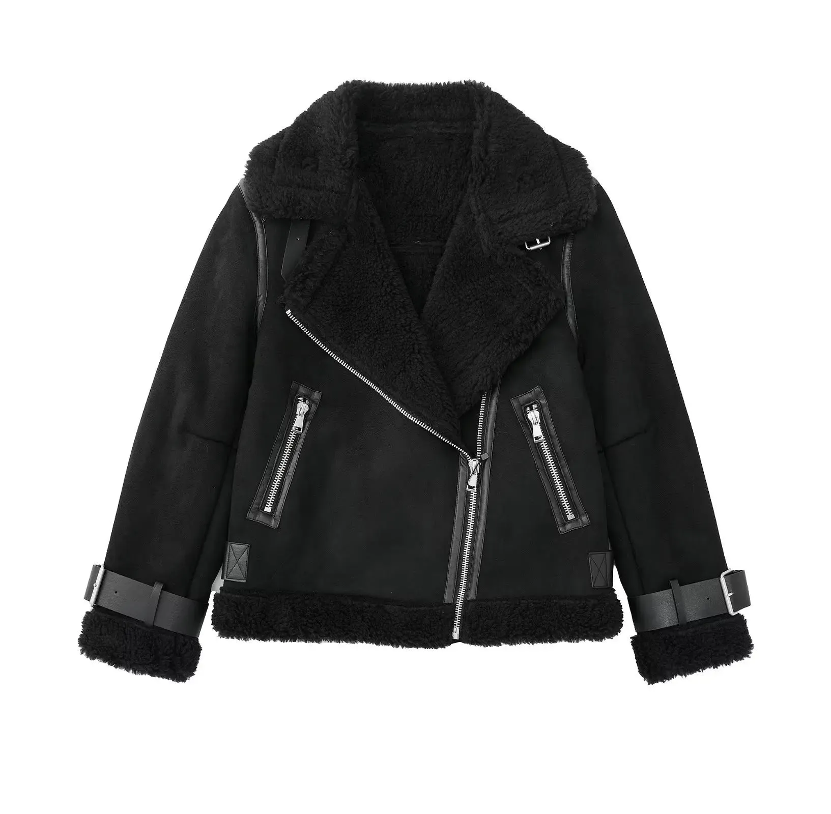 Faux Fur Double-sided Zipper Jacket
