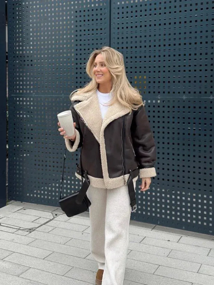 Faux Fur Double-sided Zipper Jacket