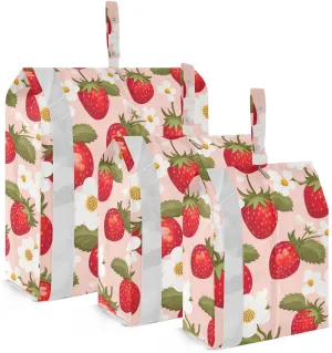 Flower Strawberries Packing Cubes for Travel 3 Set Packing Travel Organizer Cubes Luggage Bags for Woman Man