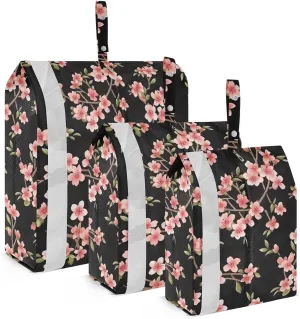 Flowers Black Packing Cubes for Travel 3 Set Compression Packing Cube Luggage Organizers for Carry On Suitcases