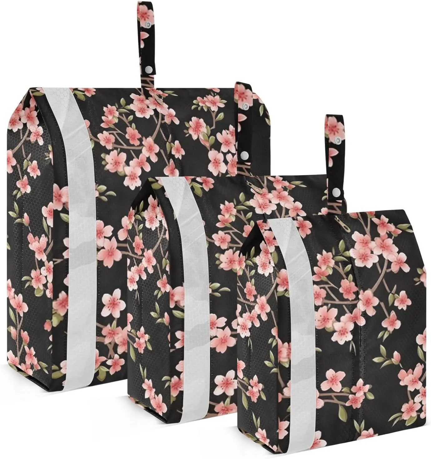 Flowers Black Packing Cubes for Travel 3 Set Compression Packing Cube Luggage Organizers for Carry On Suitcases