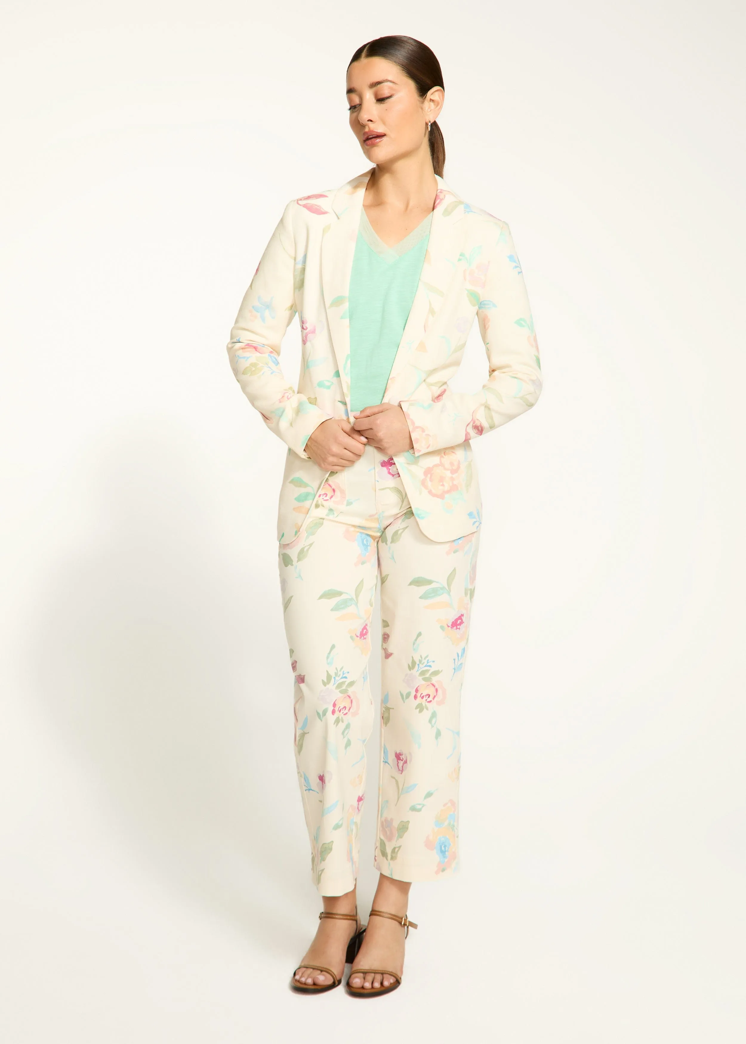 French Dressing Jeans Textured Printed Linen Blazer - 1624989