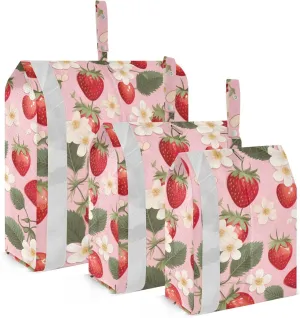 Fruit Strawberries Red Packing Cubes for Travel 3 Set Compression Bag Suitcase Organizer for Vacation Clothes