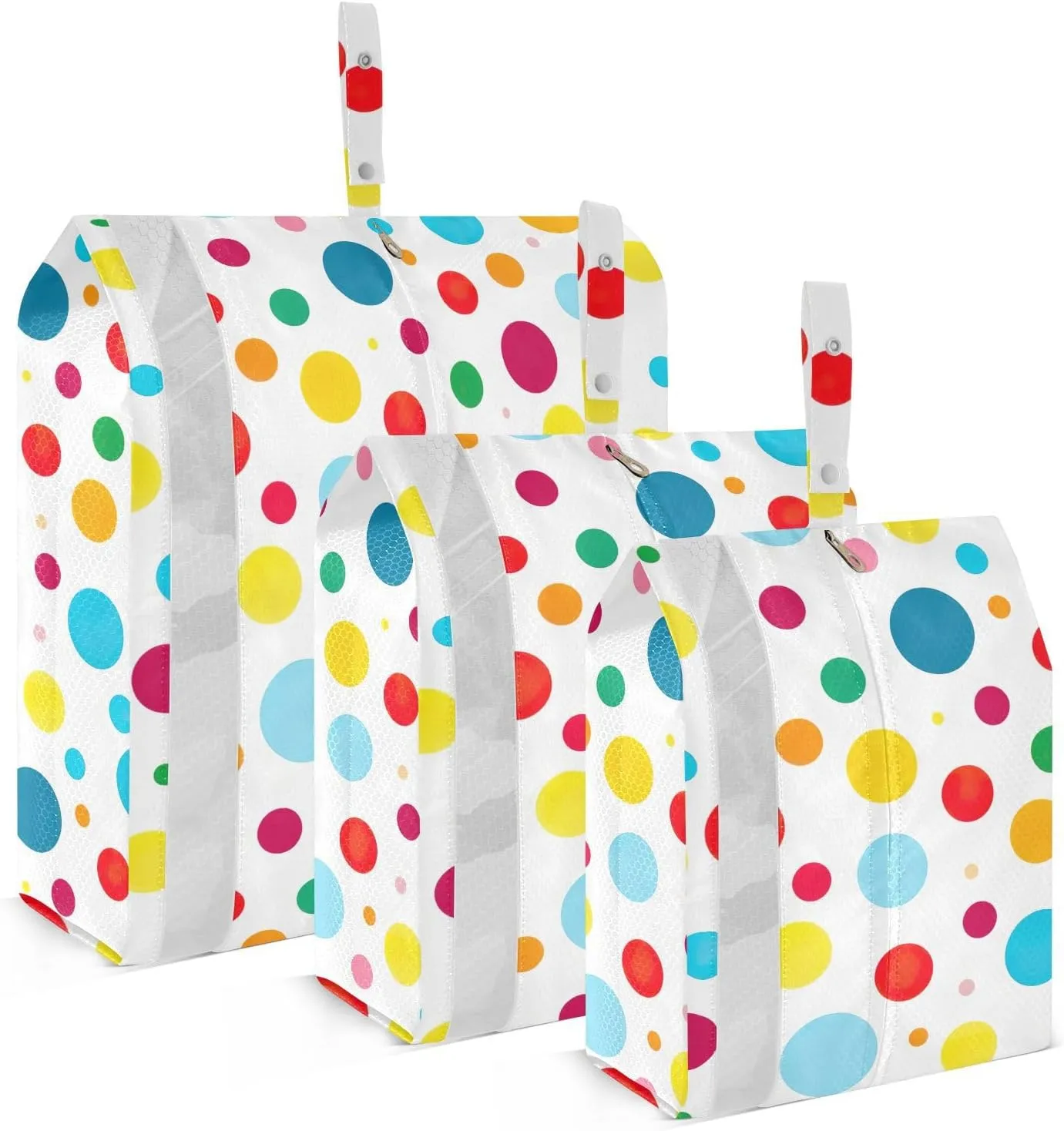 Funny Dot Colorful Packing Cubes for Travel 3 Set Compressible Packing Cubes Luggage Bags for Organization