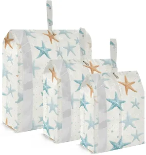 Funny Starfish Blue Packing Cubes for Travel 3 Set Travel Packing Organizers Suitcase Organizer for Woman Man