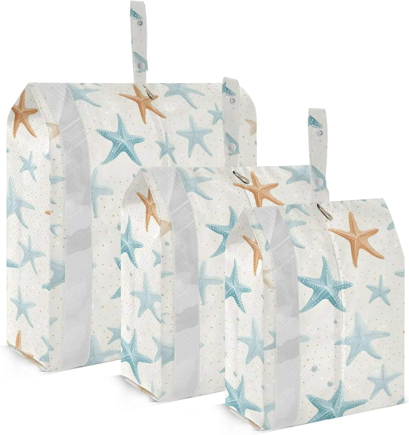 Funny Starfish Blue Packing Cubes for Travel 3 Set Travel Packing Organizers Suitcase Organizer for Woman Man