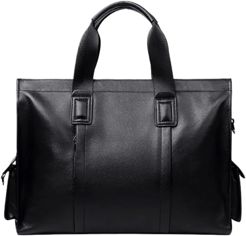 Genuine Leather Men's Handbag Cowhide Computer Bag 14 Inch Business Large Capacity Crossbody Briefcase
