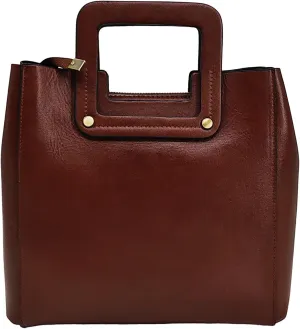Genuine Leather Women's Bucket Bag with Square Handle Detachable Shoulder Strap Premium Fashion Purse