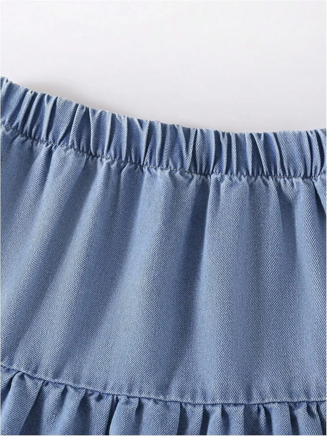 GORGLITTER Girl's Ruffle Denim Skirt High Waisted A Line Midi Jean Skirts