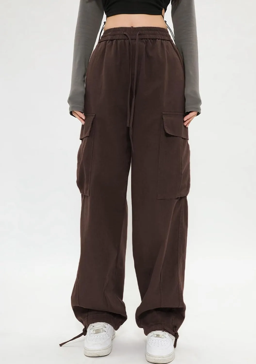 Gothic Harajuku Cargo Pants Y2K Women Wide Leg Joggers Hippie Streetwear Loose Baggy Trousers