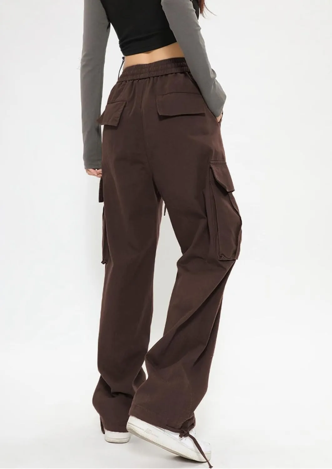 Gothic Harajuku Cargo Pants Y2K Women Wide Leg Joggers Hippie Streetwear Loose Baggy Trousers