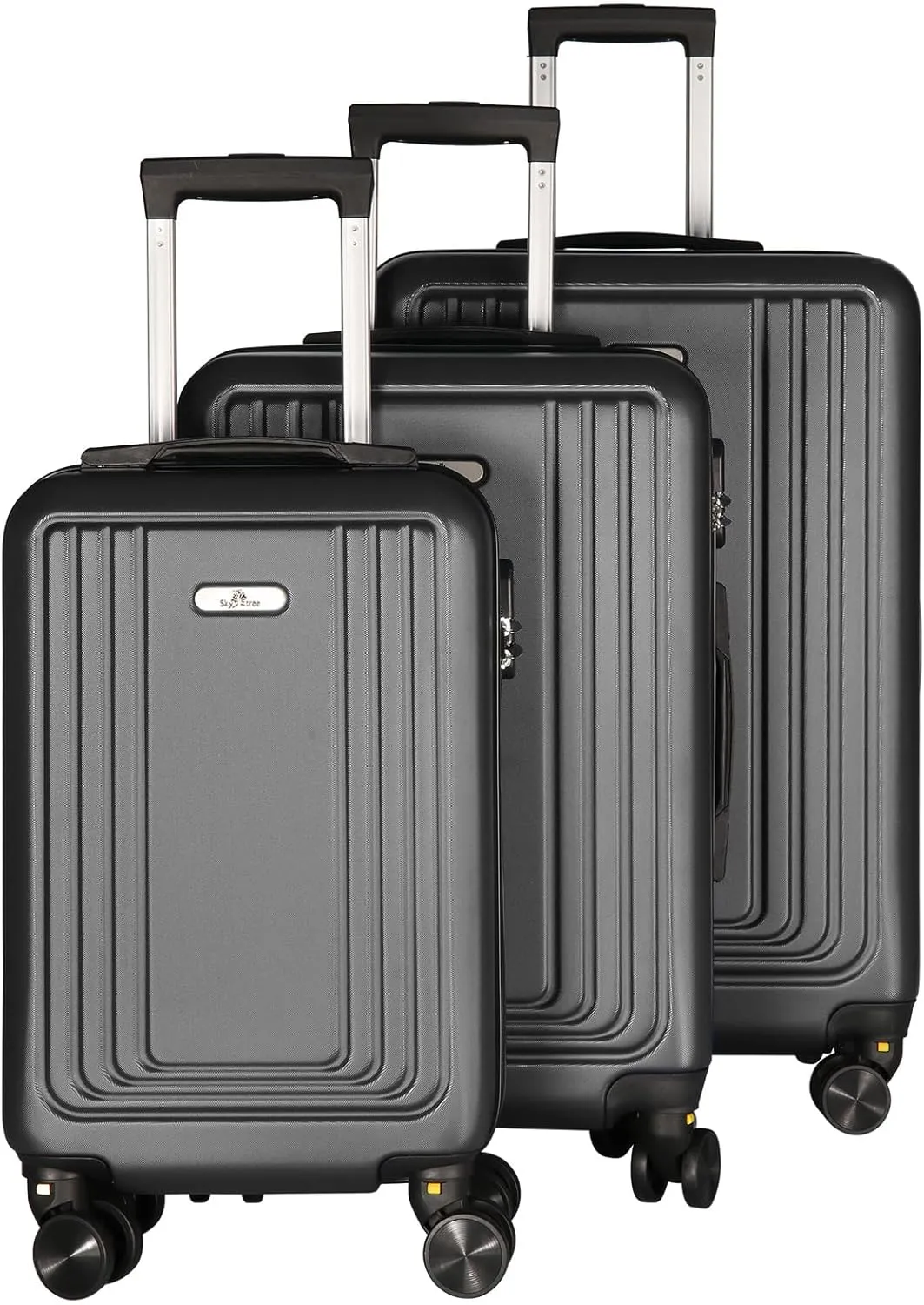 Hardside Spinner Luggage Set (20/24/28 Inch) - Lightweight Durable Suitcase with 360 Spinner Wheels, Lock, Black, 3-Piece Travel Luggage Set