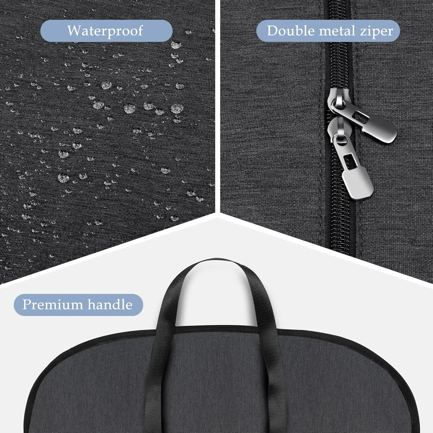 Heavy Duty Waterproof Garment Bag for Travel, Tear Resistance Suit Bag for Men Travel for Suits, Tuxedos, Coats, Uniform. 42 inch, Darkgrey, 2 Pack.