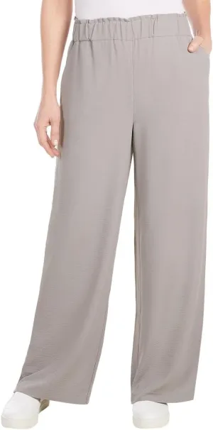 Hilary Radley Women's Wide Leg Crinkle Pants with Elasticwaistband