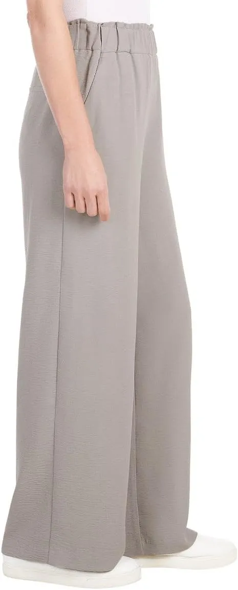 Hilary Radley Women's Wide Leg Crinkle Pants with Elasticwaistband