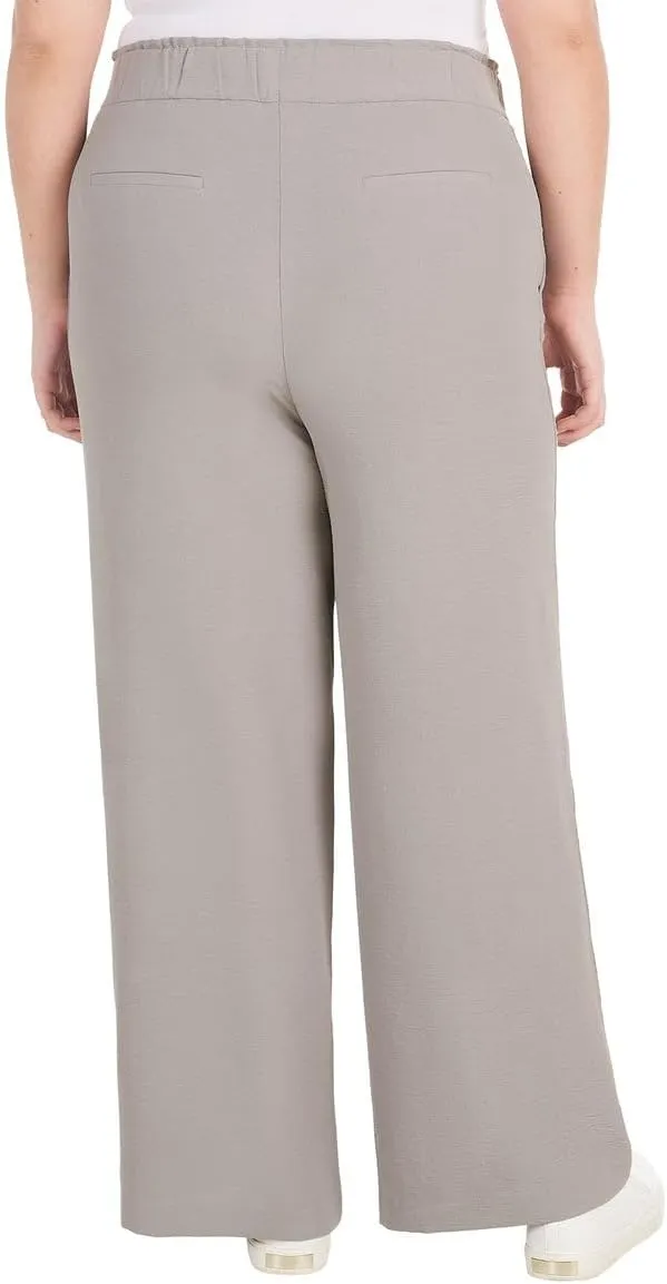 Hilary Radley Women's Wide Leg Crinkle Pants with Elasticwaistband
