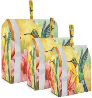 Hummingbird Tropical Flower Packing Cubes for Travel 3 Set Compression Bag Luggage Organizers for Suitcase