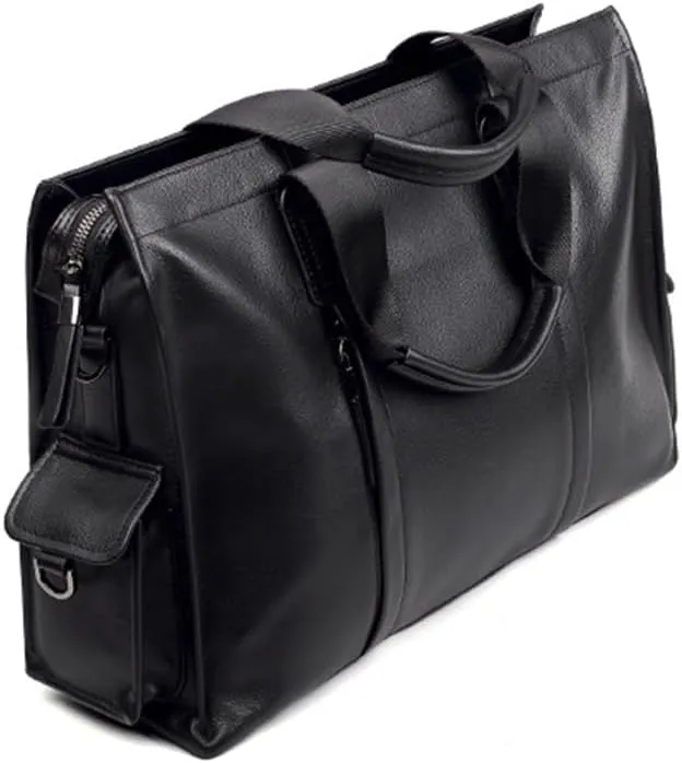 JSEIAJB Genuine Leather Men's Handbag Cowhide Computer Bag 14 Inch Business Large Capacity Crossbody Briefcase
